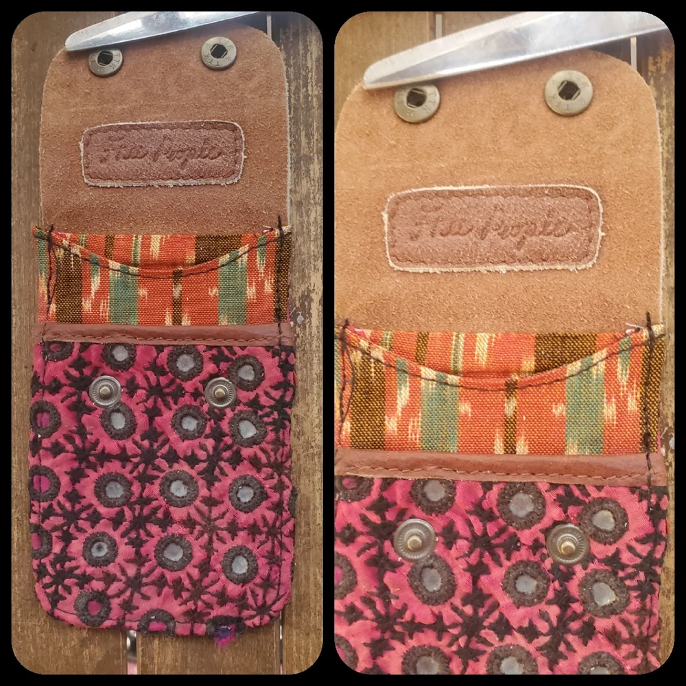 🍄🪬 Free People Boho Embroidered Repurposed vtg banjara hippie Wallet card case